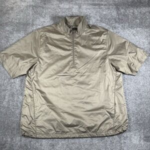 Greg Norman Golf Windbreaker Men's XL Beige Short Sleeve 1/4 Zip Mesh Lined